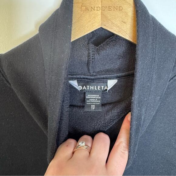 Athleta Cozy Karma Funnel Neck Sweatshirt Black Oversized Size XS - Picture 4 of 7